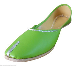 Women Shoes Indian Traditional Handmade Ballet-Flats Leather Green Mojari US 7 - £31.96 GBP