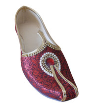 Men Shoes Indian Handmade Groom Maroon Khussa Loafers Flat Mojaries  US 7-9 - £44.19 GBP