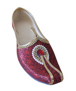 Men Shoes Indian Handmade Groom Maroon Khussa Loafers Flat Mojaries  US 7-9 - £43.45 GBP