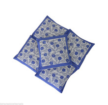 Cushion Covers Indian Handmade Pillow Covers White &amp; Blue Cotton Decor 5 Pcs16&quot;  - $32.99