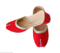 Women Shoes Indian Handmade Leather Ballet-Flats Red Flat Jutties US 12 - £34.57 GBP