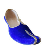 Men Shoes Mojari Indian Handmade Wedding Blue Khussa Loafers Jutties US ... - £43.45 GBP