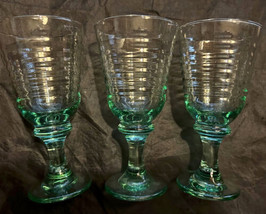 Libbey Sirrus Green Water Goblet (3) 7-3/8&quot; Glass Spanish Green Ribbed F... - $49.00