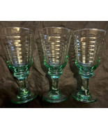 Libbey Sirrus Green Water Goblet (3) 7-3/8&quot; Glass Spanish Green Ribbed F... - £38.71 GBP