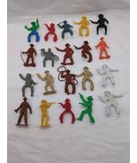 Lot Of (20) Vintage 1960s Cowboy Plastic Toy Figures 2&quot; Pistol Whip Rope - €19,03 EUR