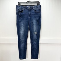 Democracy Jeans 8 Skinny Ab Solution Blue Stretch Denim Distressed Tummy Control - £19.61 GBP
