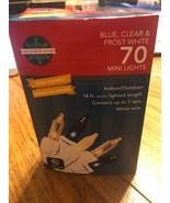 Blue, Clear Frost White 70 Mini Lights 14ft White Wire December Home Shi... - $25.15