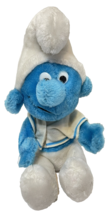Vintage Wallace Berrie and Co Peyo Plush Smurf I Smurf You Shirt Blue White 11&quot; - £10.41 GBP