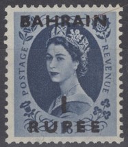 ZAYIX Bahrain 103 VLH overprint 1r on 1sh6d dark blue Elizabeth II 041322-S116 - $5.75