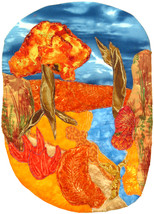 Orange World: Quilted Art Wall Hanging - £272.62 GBP