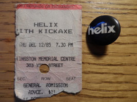 HELIX KICKAXE 1985 TICKET STUB PLUS SMALL PIN  KINGSTON HEAVY METAL ROCK - $20.19 CAD