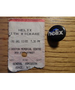 HELIX KICKAXE 1985 TICKET STUB PLUS SMALL PIN  KINGSTON HEAVY METAL ROCK - $20.23 CAD