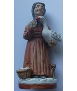 Norleans Ceramic Figurine Old Woman holding Goose and Egg w/ Basket of Eggs - $13.98