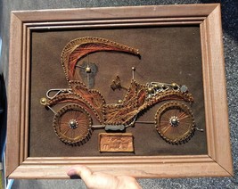 Old Vintage MCM Mid Century Modern Wire Art Ford Model T Car Picture Plaque - $61.75