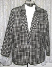 Black Grey Tan White Plaid Wool Jacket Sz 10 Sag Harbor - £7.96 GBP