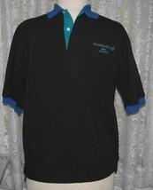 BLACK with Navy &amp; Turquoise Cotton Waffle Knit SHIRT Size XXL Jonathan Corey - £10.97 GBP
