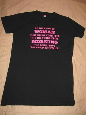 BLACK with PINK Cotton Blend TEE SHIRT Sz L/XL - $7.98