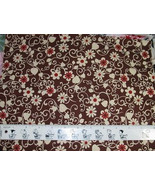 CREAM &amp; RUST on BROWN Cotton Quilt Fabric Remnant 44&quot; wide - €1,70 EUR