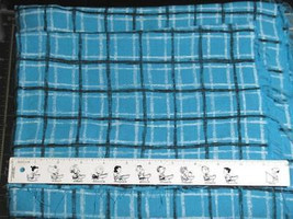 Black &amp; White Plaid On Turquoise Polyester Crepe Fabric 18&quot; X 26&quot; Wide Each - £3.11 GBP
