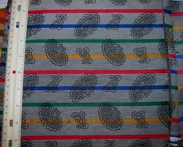 Colorful Stripes On Grey Quilting Cotton Fabric 44&quot; Wide Units $8 Per Yd - £1.57 GBP