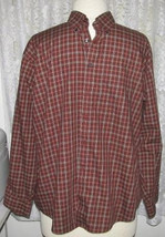 Brown Plaid Cotton Shirt Size Xxl 18-18 1/2 Van Heusen - $11.99