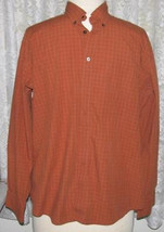 Brown Plaid On Burnt Orange Cotton Shirt Size Xxl Dockers - £19.17 GBP