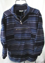 DARK NAVY Stripe TOP Size M  Heavy Fleece Shirt - £14.40 GBP