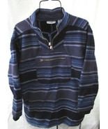 DARK NAVY Stripe TOP Size M  Heavy Fleece Shirt - £13.44 GBP