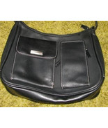 BLACK Faux LEATHER Lined Shoulder Handbag - $2.99