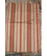 CORAL &amp; OLIVE STRIPE on TAUPE FABRIC Cotton Poly Lined VALANCE - $112.04 MXN