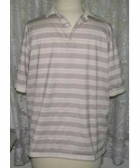 BLACK &amp; PEACH STRIPE on ECRU Cotton Smooth Knit SHIRT Size XXL Ping - $17.77 CAD
