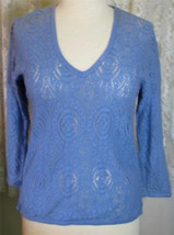 Ladies Blue Ramie &amp; Cotton Knit Sweater Size 14 - £10.20 GBP
