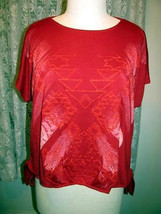 Dark Red Glitter Poly Rayon Tee Shirt Plus Size 2X Tru Self - £10.37 GBP