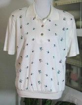 EMBROIDERED FLOWERS on ECRU Knit Top Cotton Blend Size M Teddi NWT - £15.64 GBP