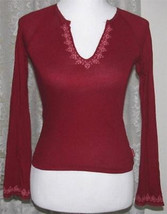 DARK RED Knit Tee Top Cotton Knit Size S Abercrombie &amp; Fitch - $13.98