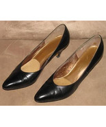 Ladies BLACK Leather HEELS PUMPS Shoes Size 8 1/2 AA/AAA Naturalizer - $27.43 CAD