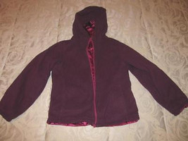 Girls Reversible Magenta Fleece & Rose Satin Hoodie Jacket Size M 7/8 Cherokee - $9.99