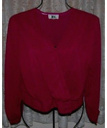 Ladies DARK RED Poly Crepe BLOUSE Misses Size Small 166 label - £11.91 GBP