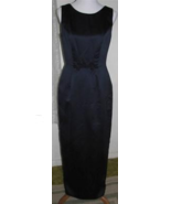 Ladies NAVY BLUE SATIN LONG DRESS Size 12 Champagne Formals - $748.61 MXN