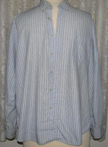 Men&#39;s Brown Stripes On Light Blue Cotton Blend Shirt Size Xxl Dockers - £10.21 GBP