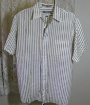 Men&#39;s Charcoal On White Poly Cotton Shirt Size 16 1/2 Van Heusen - £7.85 GBP