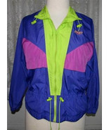 LIME BLUE ROSE Polyester Windbreaker Jacket Size M Saucony - $186.82 MXN
