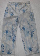 Ladies Blue On White Brushed Chino Cropped Pants Size 14 Bill Blass - £11.78 GBP