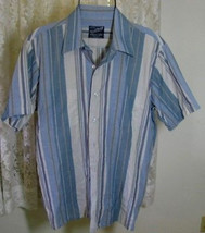 Men&#39;s BLUE AQUA CREAM Poly Cotton SHIRT Size 16/16 1/2 David Barry - $9.99