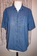 Men&#39;s BLUE Cotton DENIM SHIRT Size 2X George - $18.98