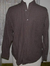 Men&#39;s Brown Checked Shirt Size L Merona Long Sleeves - £11.75 GBP