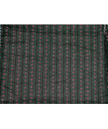 ROSE FLOWERS on DARK GREEN STRIPE Cotton Blend Fabric 41.5&quot; wide units $... - $2.05 CAD