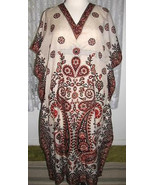 RED &amp; BLACK on TAN Rayon Lounge Dress One Size Fits All SOL - $187.01 MXN
