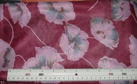Pink Floral On Wine Polyester Chiffon Fabric 61&quot; Wide Units Semi-Sheer $6 Per Yd - £1.19 GBP