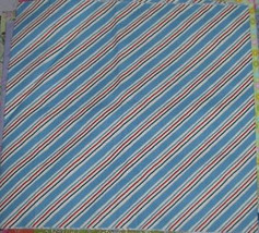 RED BLUE CREAM DIAGONAL STRIPECotton Quilt Fabric Remnant 40&quot; wide - $1.99